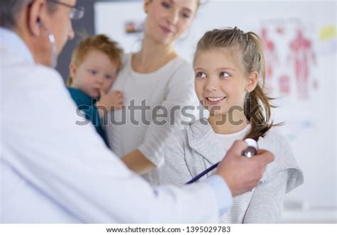 Girl Doctor Stethoscope Listening Heartbeat Stock Photo 1395029783 ...