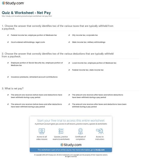 Calculating Your Paycheck Salary Worksheet 1 Answers — Db