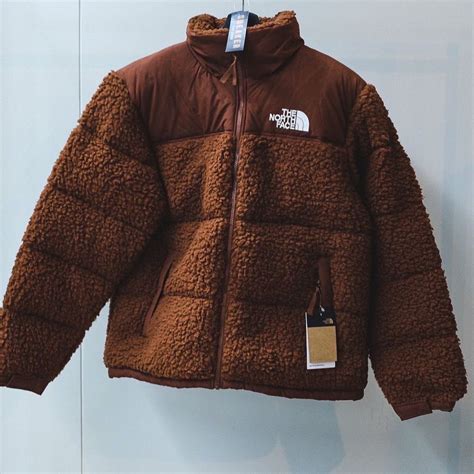 The North Face Nuptse High Pile Down Puffer Jacket Brown Line Shopping