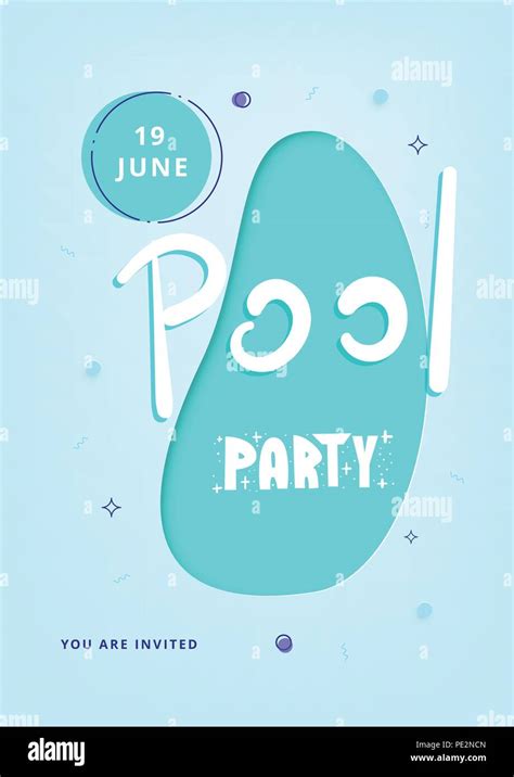 Vertical Pool Party Blue Banner Template For Holiday Summer Flyer