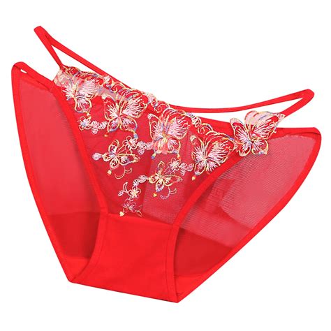 Brglopf Women S Lace Embroidery Butterfly Thong T Back Low Waist