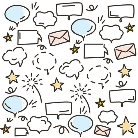 Hand drawn illustration background with communication icons Vector ...