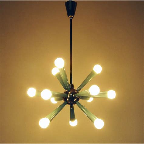 Lustre Vintage Lumi Res Sputnik Starburst En M Tal Vert Et Laiton