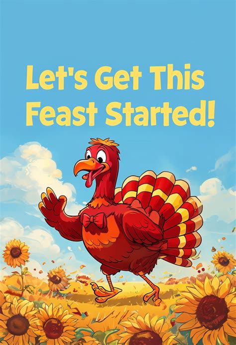 Joyful Dancing Turkey in Sunflower Field Thanksgiving Card - Playground