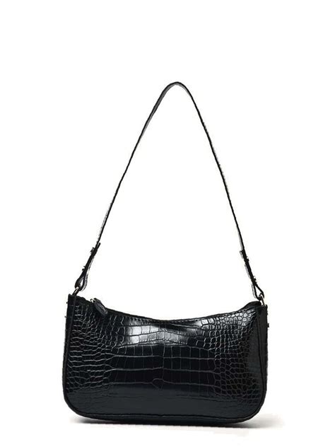 Olivia Mark Croc Embossed Baguette Bag Women Shoulder Bags Shoulder