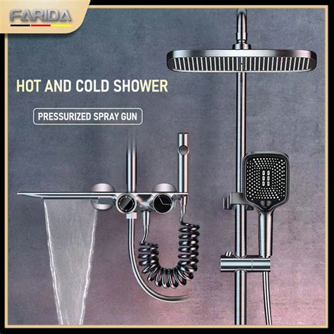 FARIDA Shower Set In Stainless Hot And Cold Shower Set Shower Set With Faucet Bathroom Shower