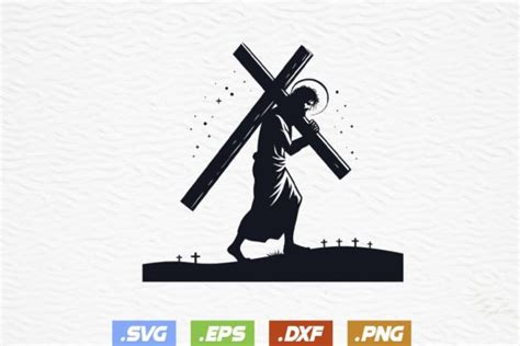 Jesus Carrying The Cross Svg Christian Graphic By Ripon Creative