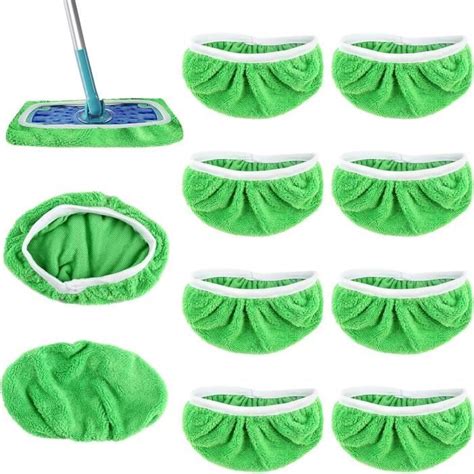 Lot De 8 Lingettes Reutilisable Remplacement Vert Tampons De Vadrouille