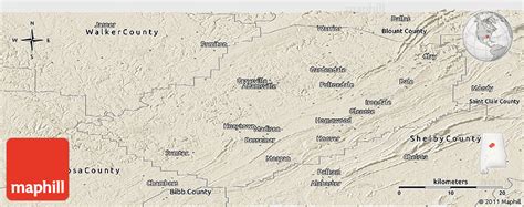 Shaded Relief Panoramic Map Of Jefferson County
