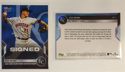 Topps Now 2022 ST 7 Zack Greinke Traded Kansas City KC Royals Only 315