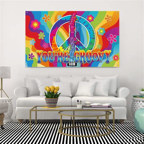 S Party Decorations Hippie Groovy Backdrop S Party Sign Scene