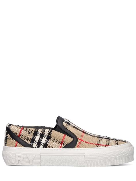 Burberry 20mm Curt Check Bouclè Slip On In White Lyst