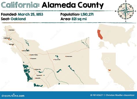 California Alameda County Map Stock Vector Illustration Of Alameda