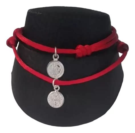 Dúo Pulsera San Benito Hilo Rojo Dije De Plata Meses sin interés