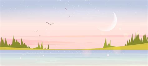 Early morning summer nature landscape, dawn scene 13717401 Vector Art ...