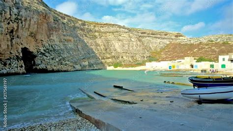 Vid O Stock San Lawrenz Fishing Village With Small White Houses And