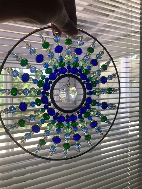 Glass Bead Suncatcher Starburst 8 Inch And 10 Inch Diameter Etsy In