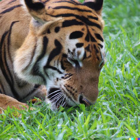 A tiger eating grass, Real Photography : r/dalle2