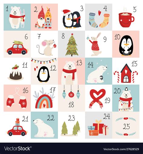 Christmas advent calendar Royalty Free Vector Image