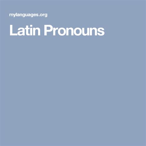 Latin Personal Pronouns Chart