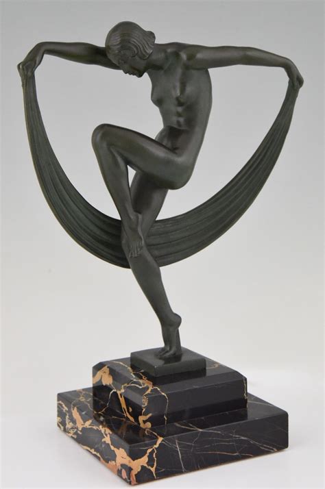 Art Deco Sculpture Of A Nude Scarf Dancer Deconamic