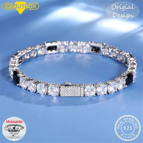 Iceoutbox Original Design Real D Vvs Moissanite Tennis Bracelet For