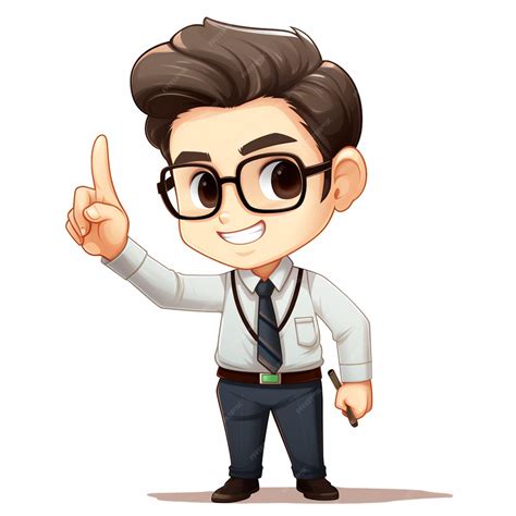 Premium Photo Cartoon Man In Glasses Giving A Thumbs Up Generative Ai