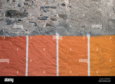 paint colour samples on italian house exterior wall Stock Photo ...