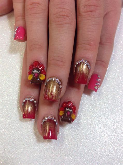 Thanksgiving Nails Acrylic Turkey Everything Else Gel