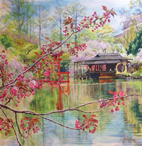 Japanese Garden Watercolor at PaintingValley.com | Explore collection ...