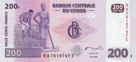 Congo Democratic Republic New Franc Note B A Confirmed