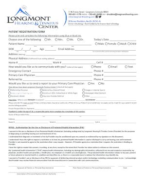 Fillable Online PATIENT REGISTRATION FORM Choose One Of The Following