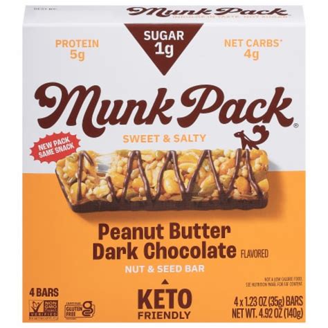 Munk Pack Peanut Butter Dark Chocolate Keto Nutrition Bars Ct