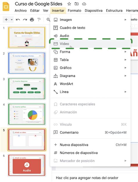 Google Slides Cómo insertar audios y vídeos en Google Slides