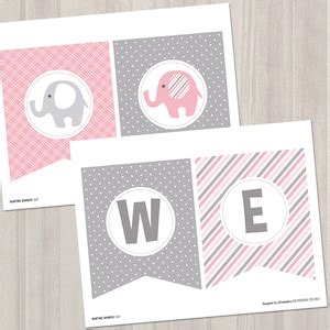 Pink Elephant Baby Shower Banner Girl Baby Banner Pink and - Etsy