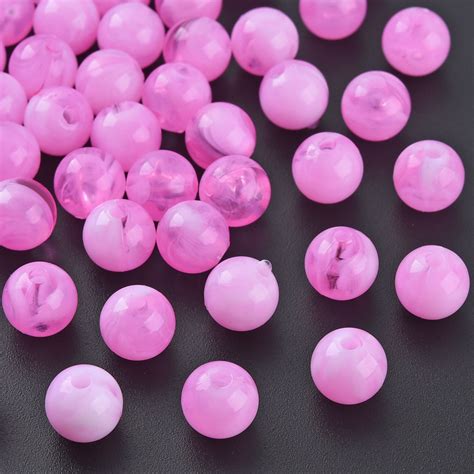 Imitatie Gemstone Neon Pink ca 8mm ᴓ 2mm Kunststof Kraal