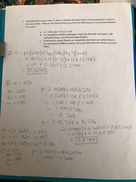 Solved Calculate The Relative Fitness Of Each Genotype And