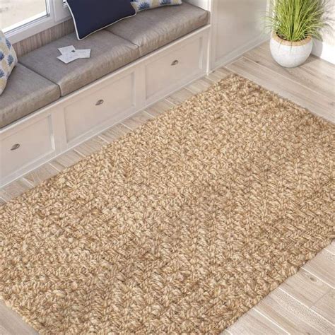 Beachcrest Home Clea Fiber Hand Woven Natural Area Rug Natural Area