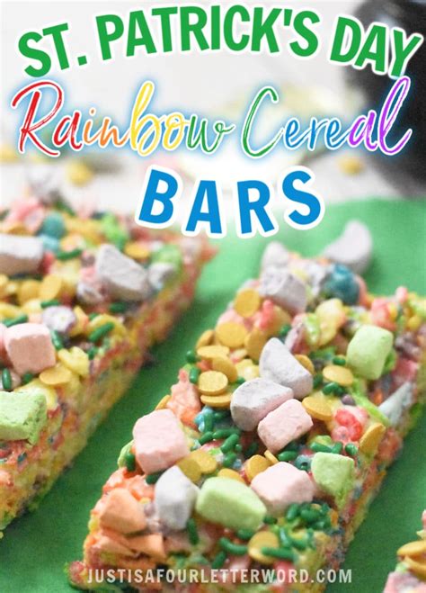 Rainbow Fruity Pebbles Treats - Just is a Four Letter Word