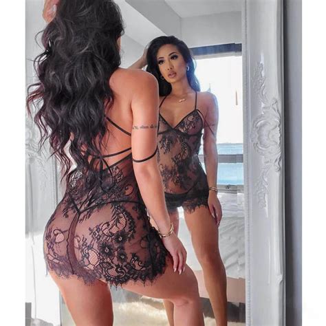 Conjunto De Lingerie Sexy Para Mulheres V Neck Sling Mesh Perspectiva Nightdress Babydolls Tanga