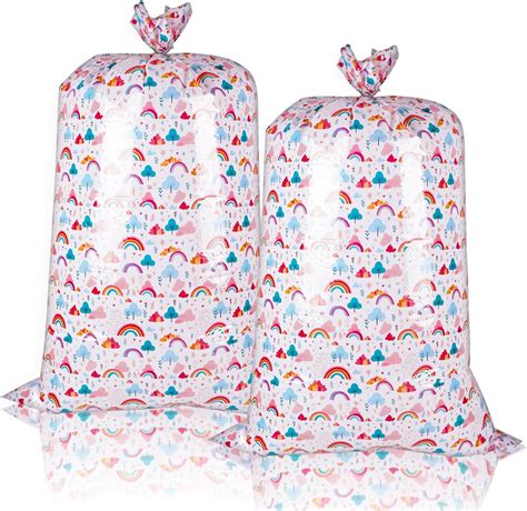 Amazon Lyforpyton 2 Pack Extra Large Plastic Gift Bag 60 Rainbow