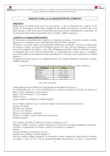 Manual para la elaboración de Compost Alfredo paredes uDocz