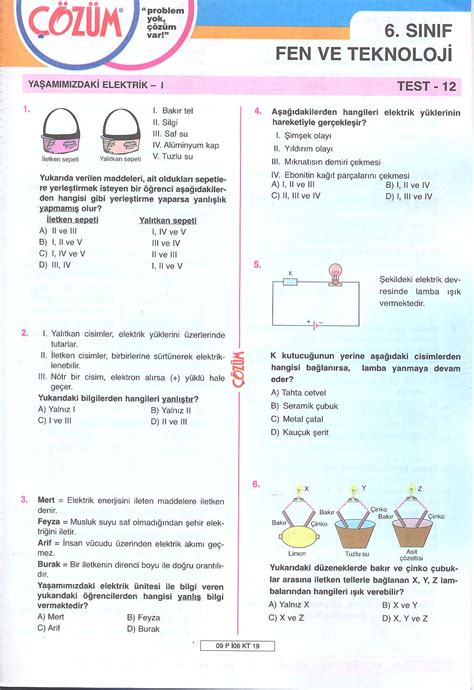 Fen Bilimleri Testleri