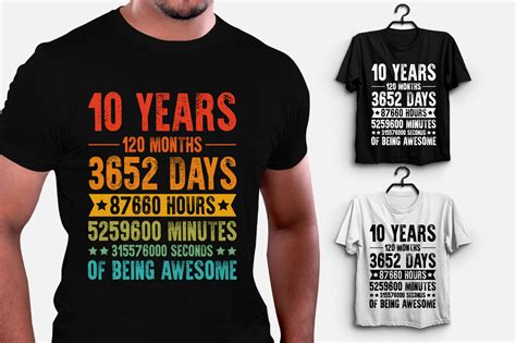 10 Years 120 Months Of Being Awesome Graphic By T Shirt Design Bundle