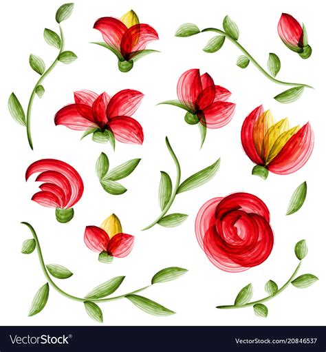 Watercolor Floral Elements Royalty Free Vector Image