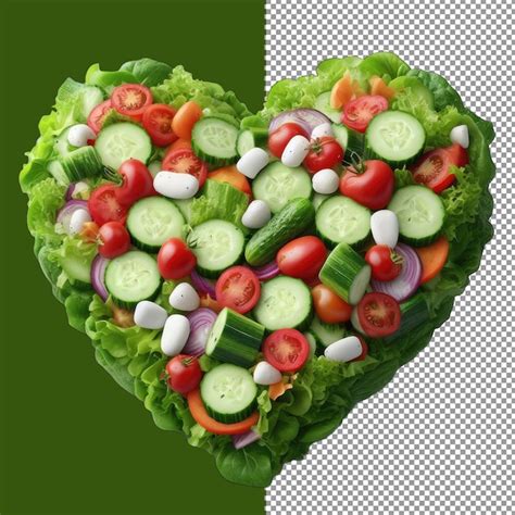 Premium PSD | Heartshaped fresh vegetable salad png