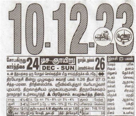 Tamil Daily Calendar 10-12-2023 | Date 10 , January daily Tear off ...