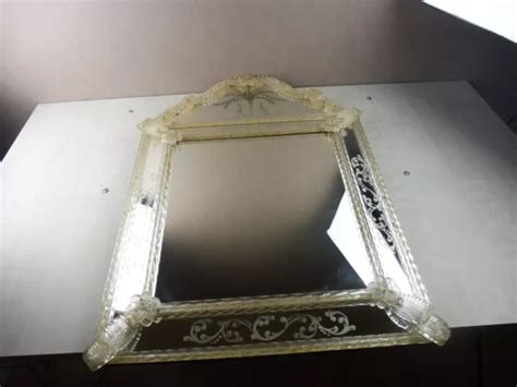 ANCIEN GRAND MIROIR vénitien de Murano à parclose et fronton EUR 449