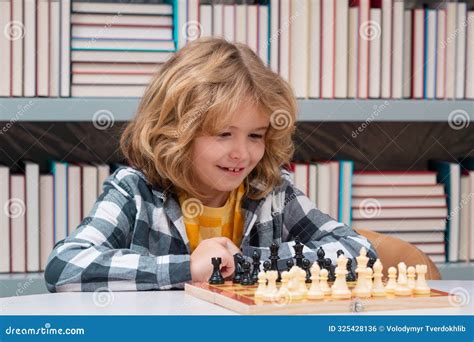 Child Genius Smart Pupil Playing Logic Board Game Clever School Boy