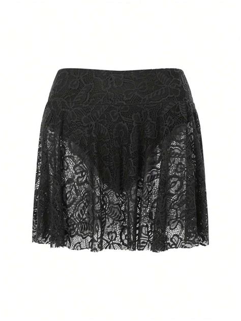 Women S Swim Skirt Sheer Crochet Lace High Waist Bikini Bottoms Swimsuit Skort Summer Beachwear